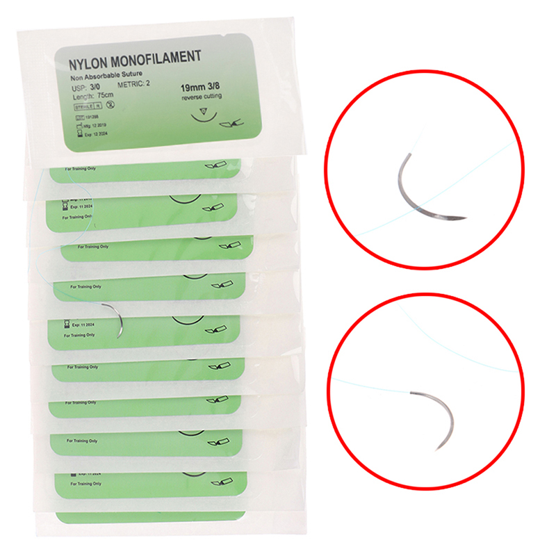 Medical Lab Kit - Nylon-Monofilament-Nahtset 12-teilig Medizinisches Nadel-Übungsset für Studenten